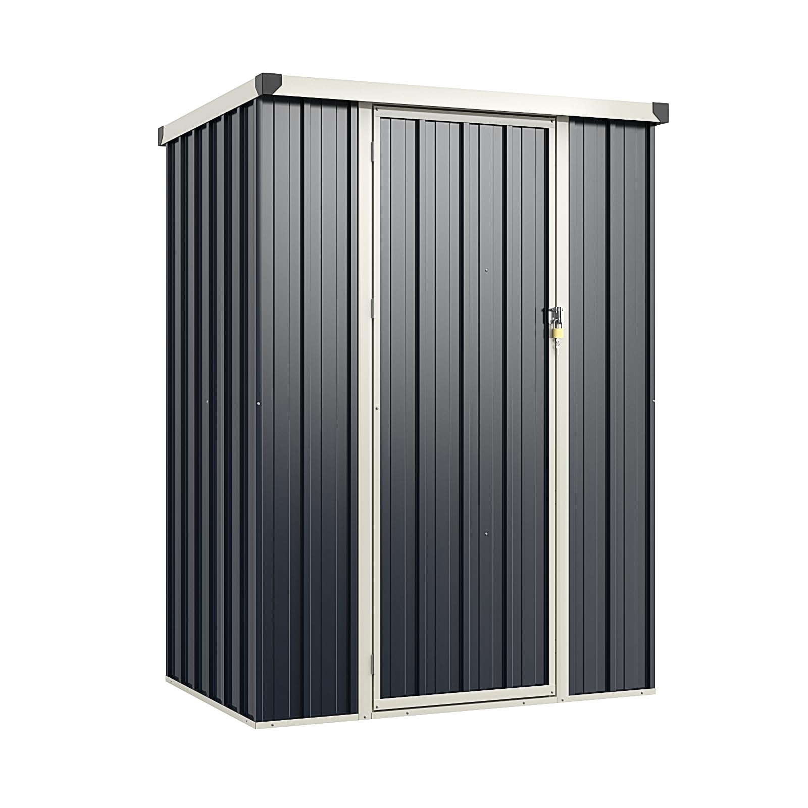 GiantexUK 4x3FT Metal Garden Shed, Galvanized Outdoor Storage Shed with Lockable Door & Snap-on Structures, All-Weather Utility Tool House Building for Backyard Patio Garbage Lawn