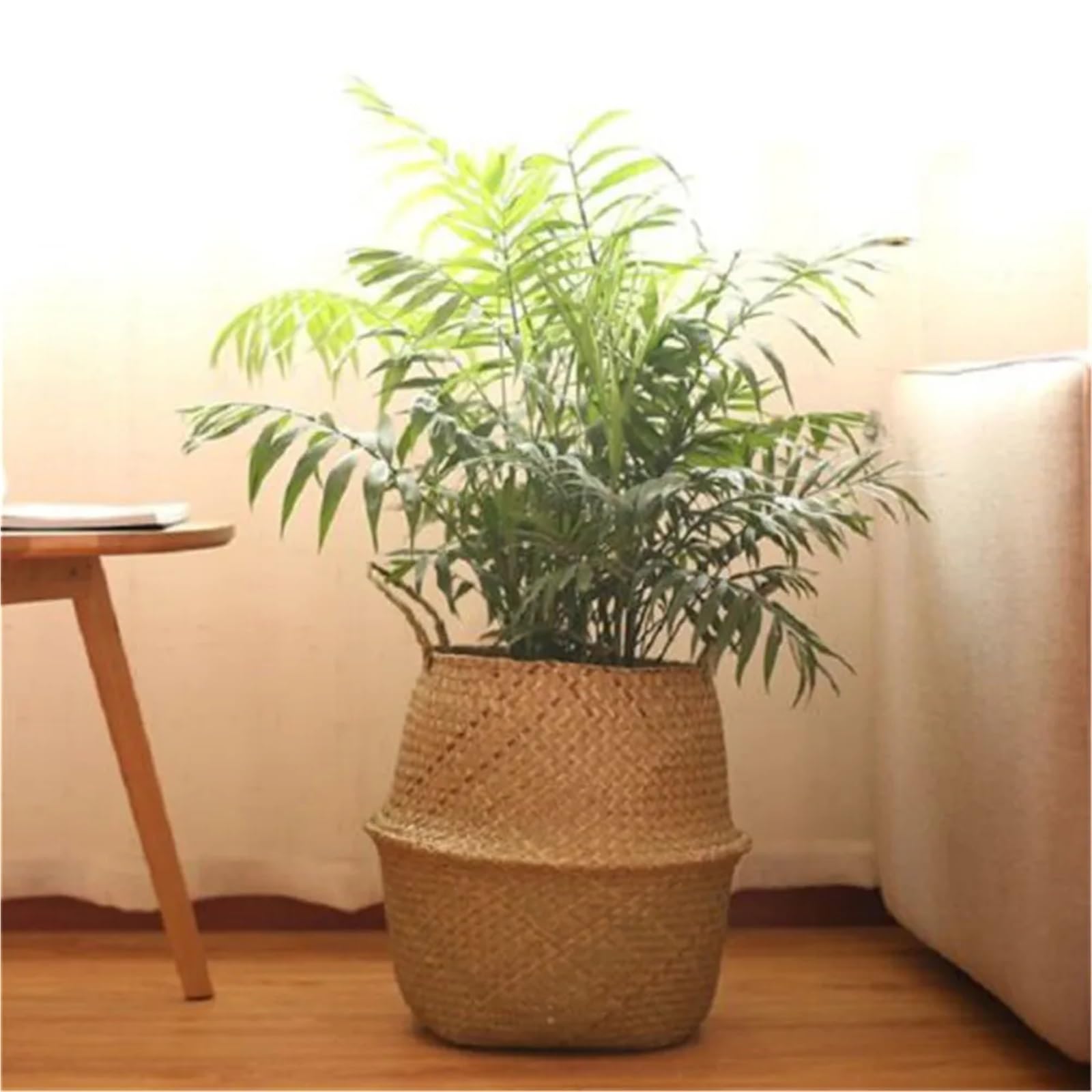 Cache Pot en Osier Boîte de Rangement Domestique Pliable, Panier de Rangement tissé d'algues Naturelles, Pot de Fleur, Vase de Jardin Suspendu, Panier de Rangement en Osier 3 pièces