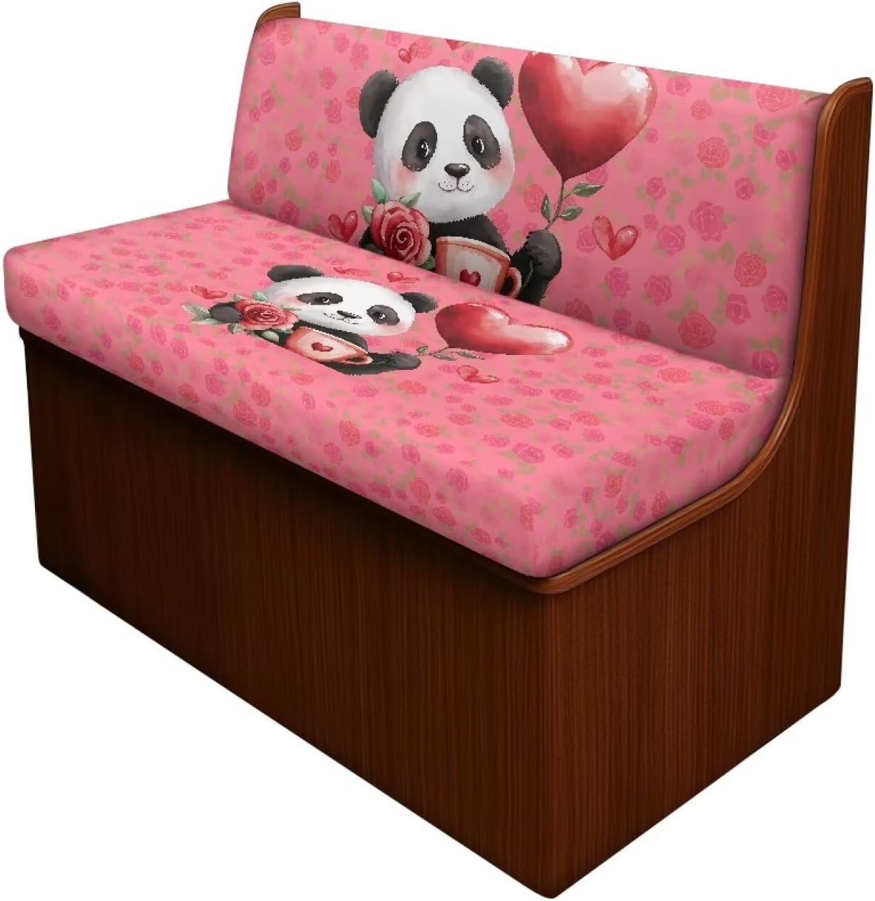Rv Dinette Cushion Covers Set of 2 Valentine's Day Panda Slip Covers for Rv Furniture Smooth Printed Camper Cushion Slipcover for Sofa, Couch, Bench, RV Seat