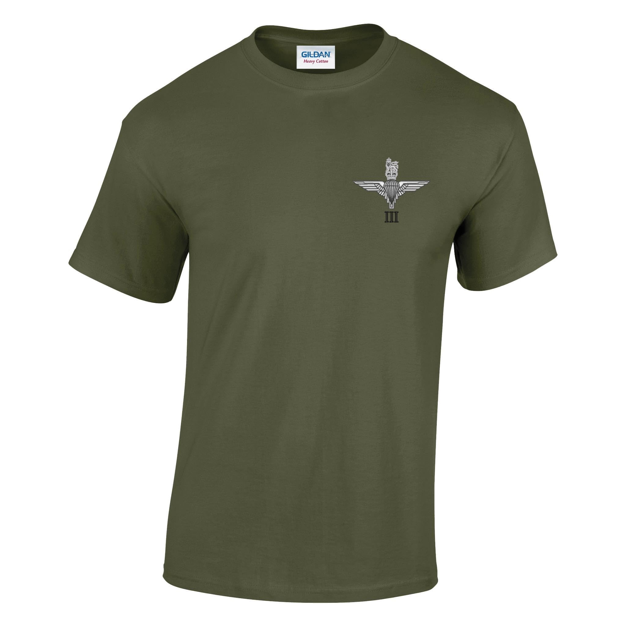Pineapple Joe's Men's Military Green Parachute Regit - 3 Para Embroidered T-Shirt - Medium
