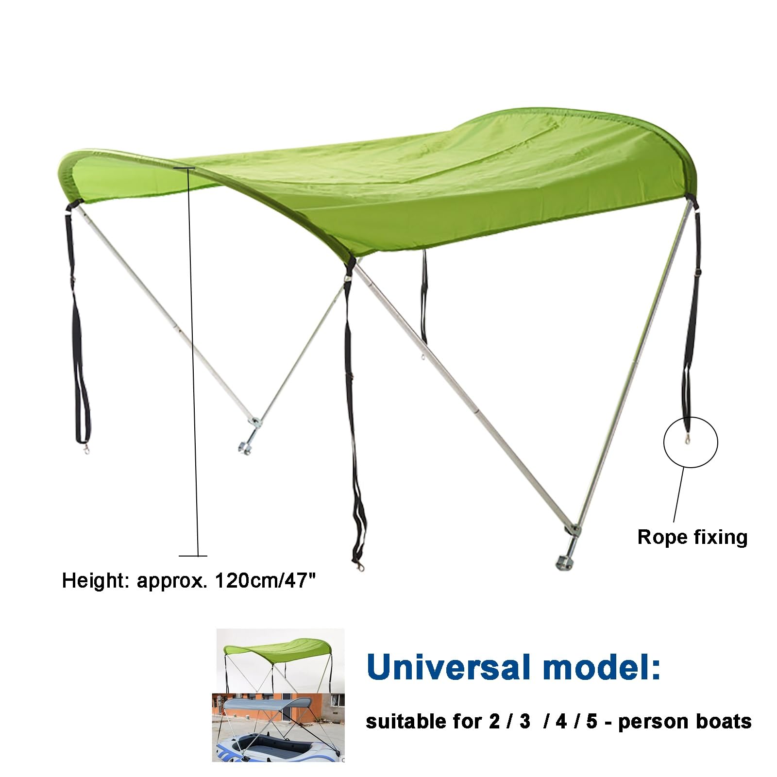 Telo Tendalino per Barche, Telo Tendalino Verde Universale, Tendalini per Barche Scafi a V, Barche da Pesca