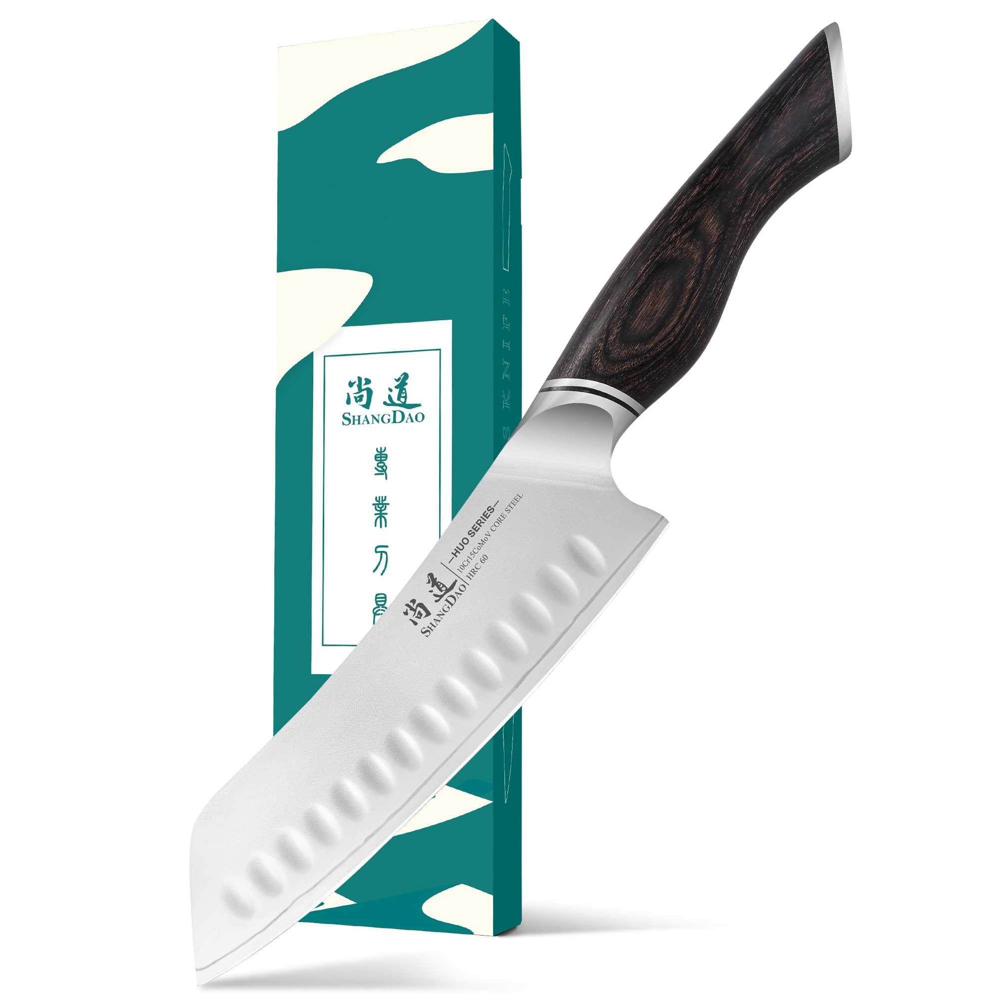 Couteau de cuisine en acier VG10 SHANGDAO Santoku japonais d'exception avec boîte cadeau