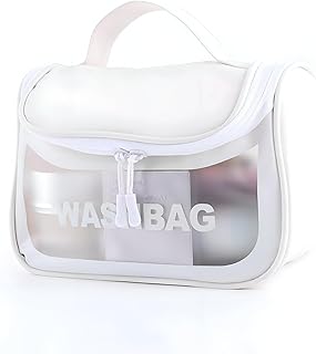 شنطة مستحضرات التجميل - حل تخزين انيق للعطور والمكياج والاكسسوارات الصغيرة للسفر والاحتياجات اليومية (ابيض)