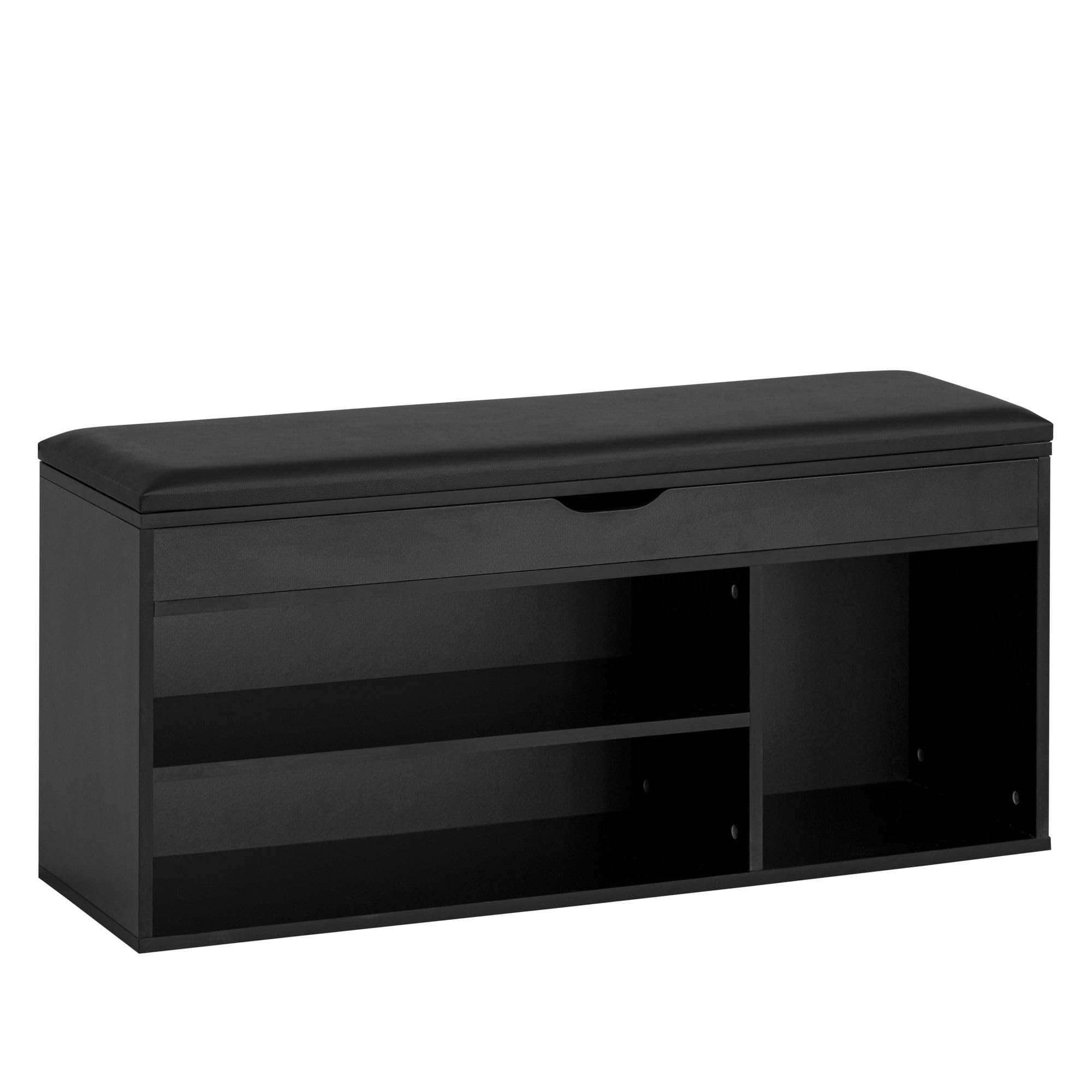 ALLTAGSHELFER Schuhbank mit Sitzfläche 104x51x32 cm – Kunstleder Schwarz, Truhenbank mit Stauraum