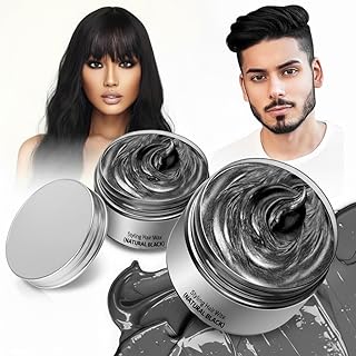 2 Bottles Black Temporary Hair Color Wax, Instant Natural Hairstyle Cream Dye, Washable Hair Coloring Mud Wax for Men Girls Women Youth, Disposable Black Coloring Mud for Party Cosplay DIY Halloween