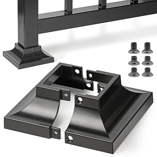 Epcee Cubierta de aluminio para base de poste de cubierta para poste de 2 x 2 pulgadas, base de 4.5 x 4.5 pulgadas, barandilla, escalera, porche,