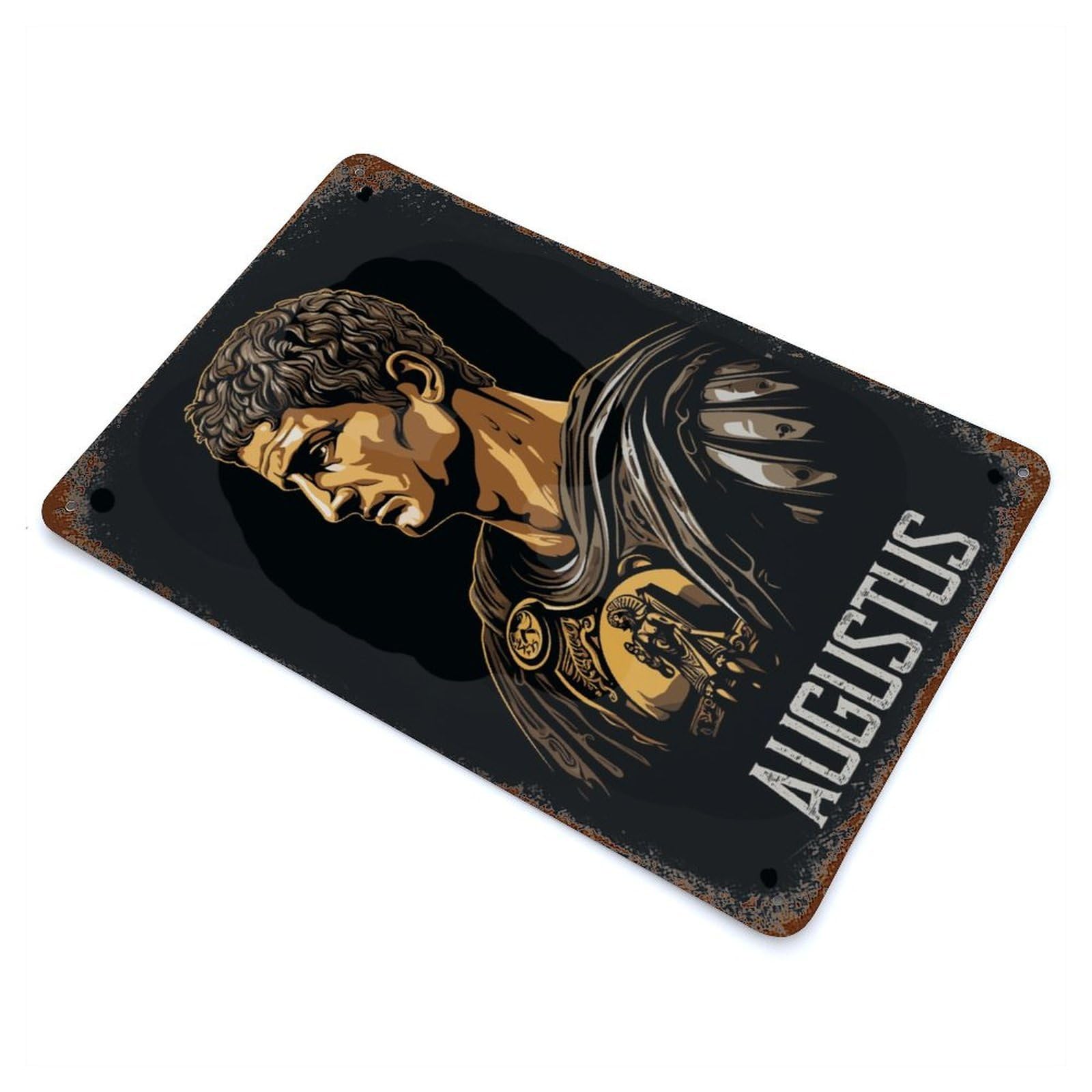 Garage Style Emperor Augustus Octavian Rust Effect Tin Sign 11.8"x7.9", Vintage Wall Decor for Bar And Workshop