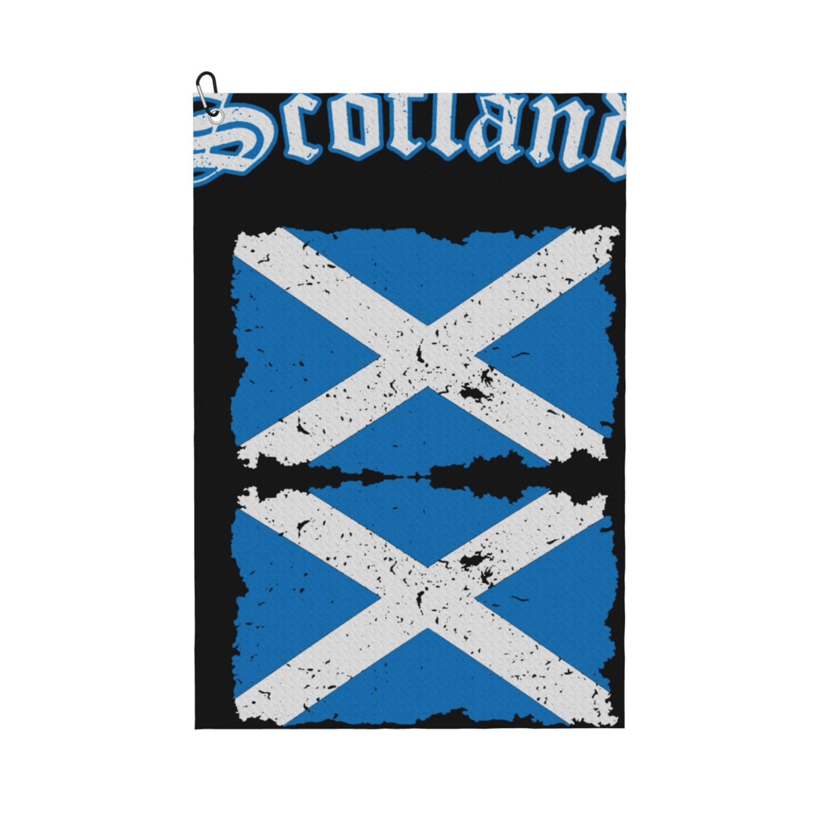 peiyeety Vintage Scotland Flag Microfiber Golf Towel with Carabiner Clip, 16x24 Inch Absorbent Waffle Weave Towel for Golf Bags