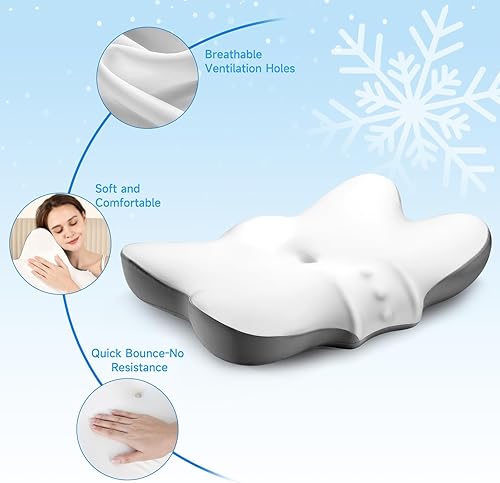 Miniatura 6 de Almohada cervical para el cuello con 2 alturas (5.313.54 pulgadas), almohada de cama tamaño Queen con funda de almohada refrescante, almohada de