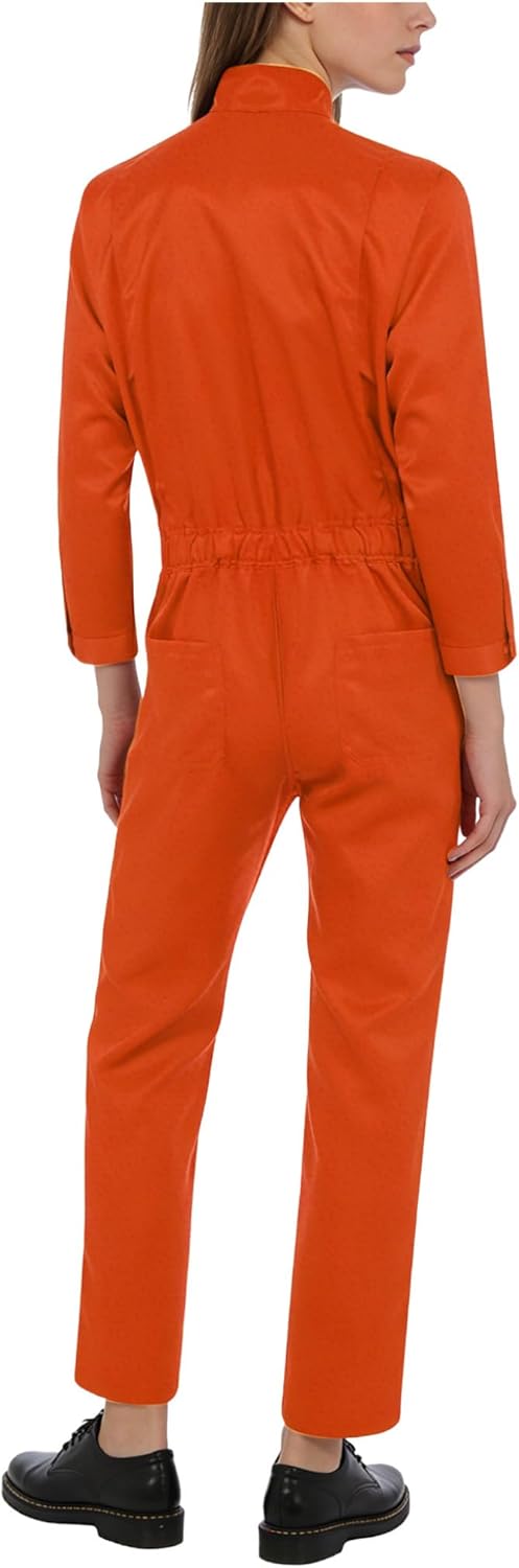 Womens Work Jumpsuit Workwear Mechanic Coveralls Boiler Suit Zipper Front Long Sleeve Costume