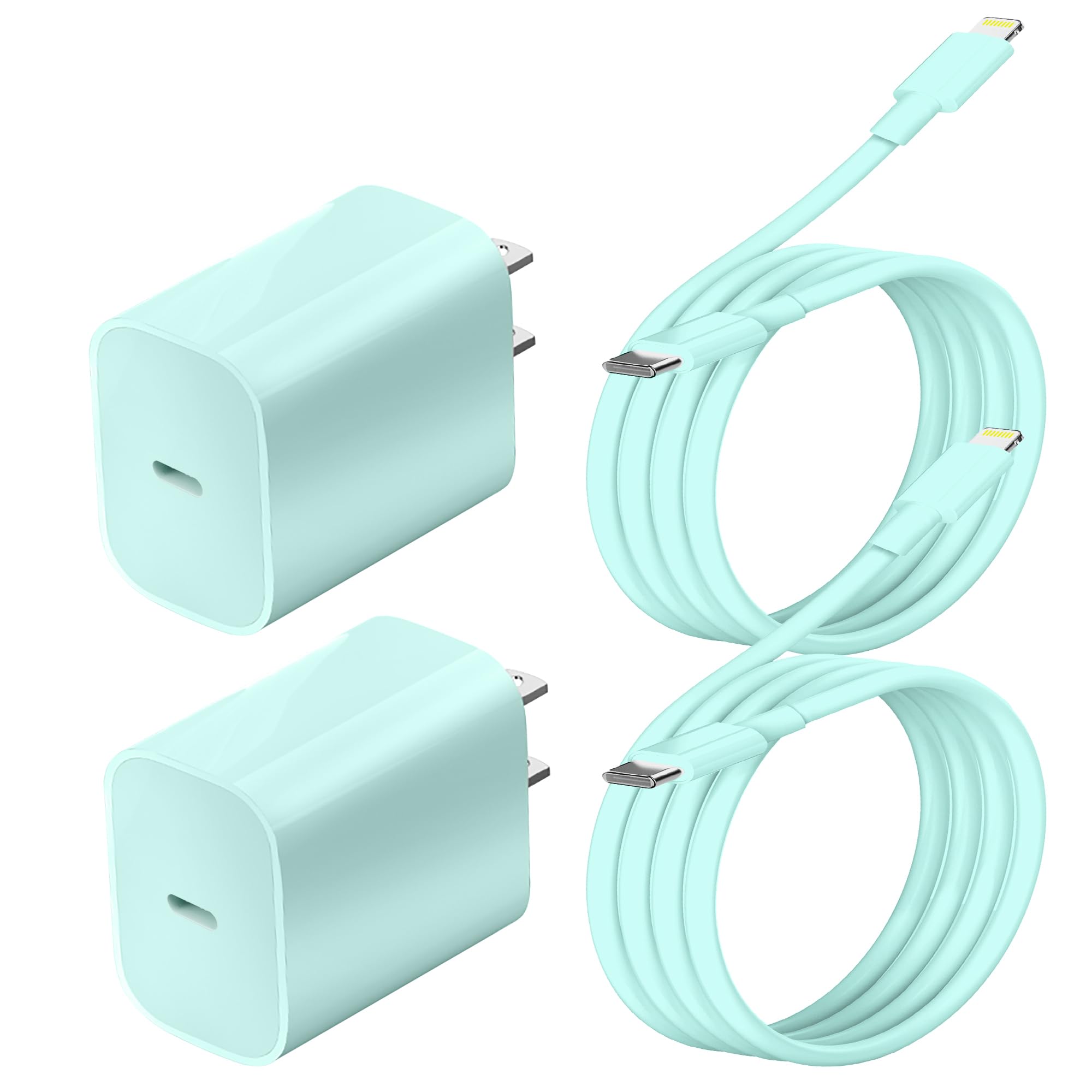 iPhone Fast Charger, 2Pack for iPhone 14 13 12 11 USB C Power Wall Charger with 6FT Cable, Lightning Cable for iPhone 13/13 Pro Max/12/12 Mini/Pro/11/XS/X/8Plus/Pad Blue 2W ZYH-J15