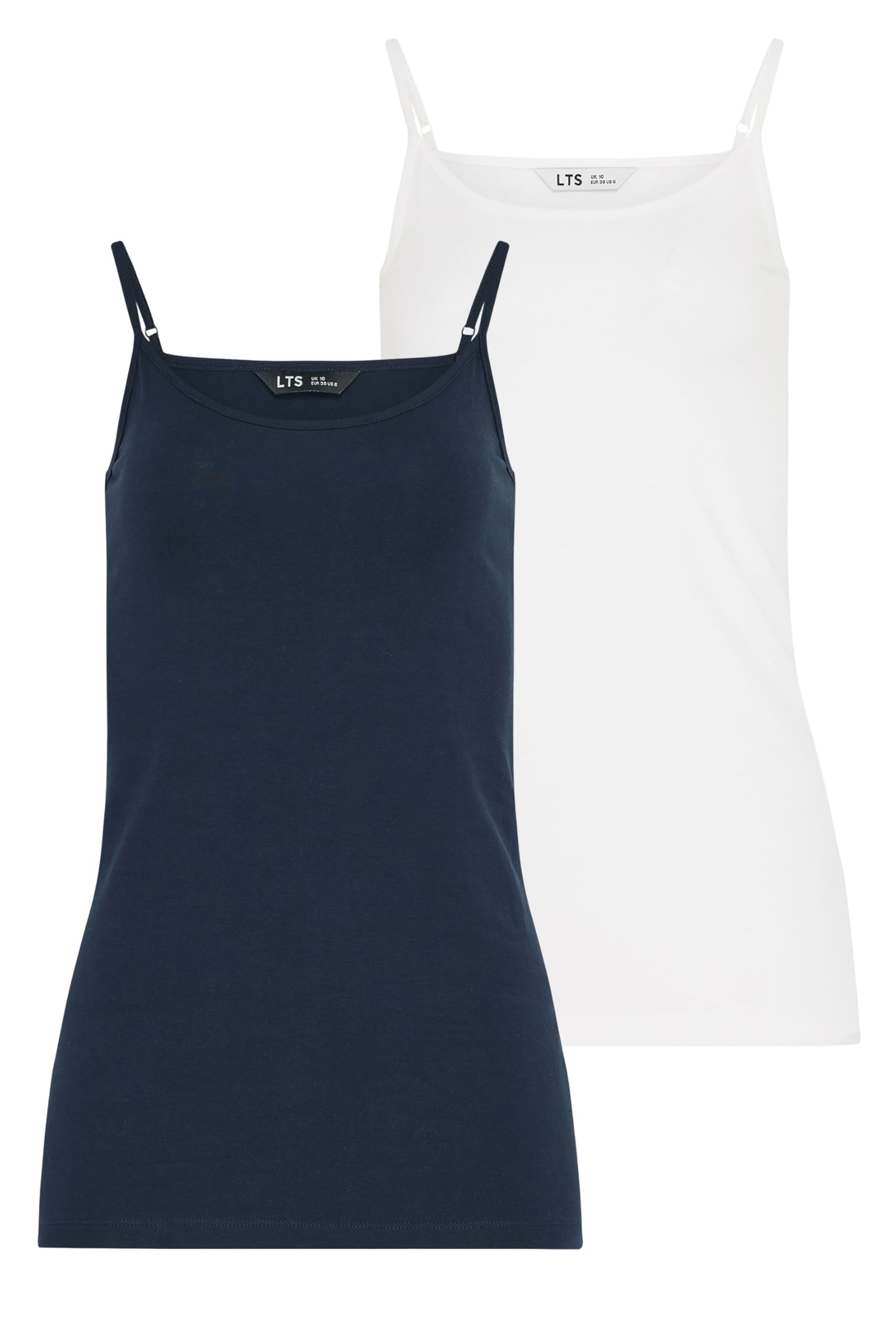 Long Tall Sally - LTS True Basics 2 Pack Tall Navy Blue & White Cami Vest Tops - Women's