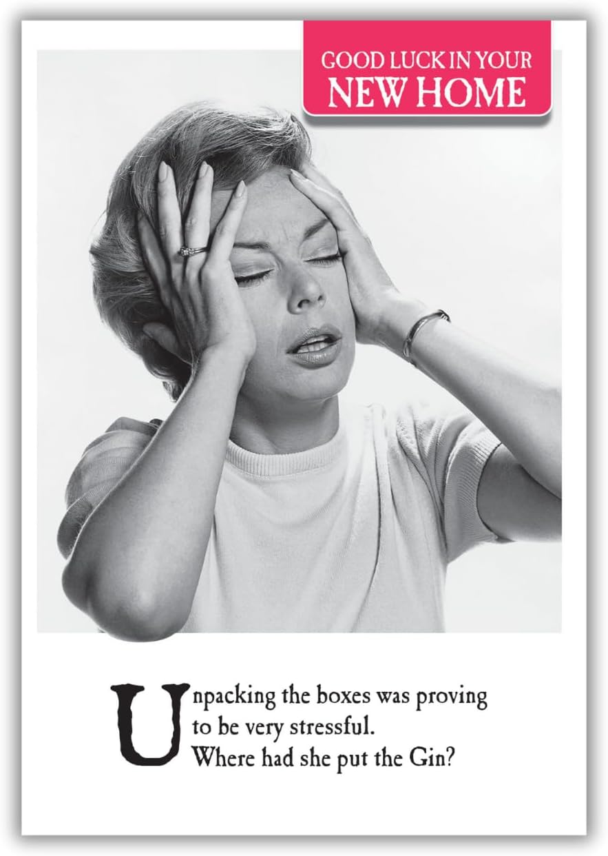 On The Ceiling New Home Card, Humorous New Home Greeting Card, Gin, New Home, Greetings Card, 124x176mm