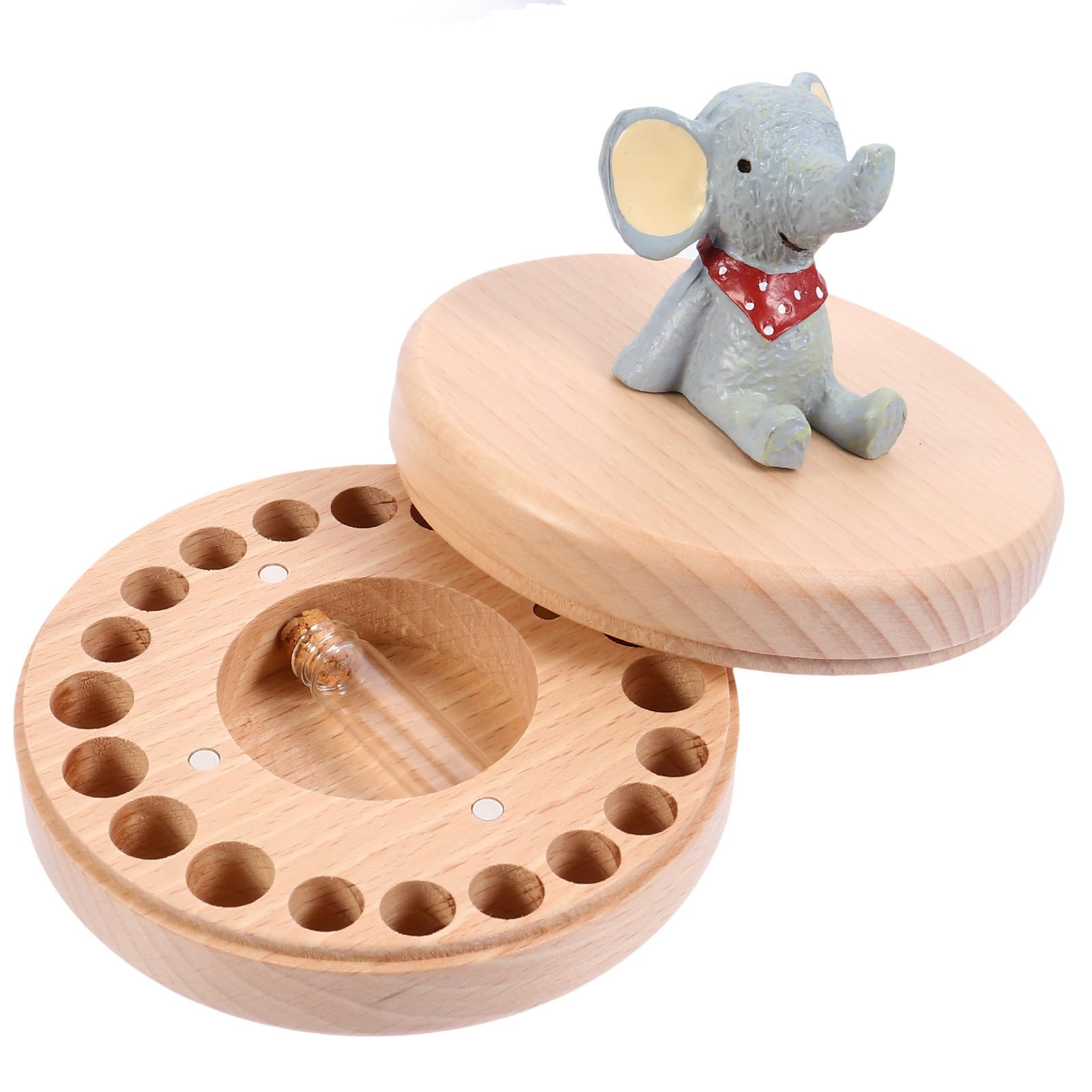 WOONEKY Caja de Dientes de Leche Infantil de Madera, Organizador