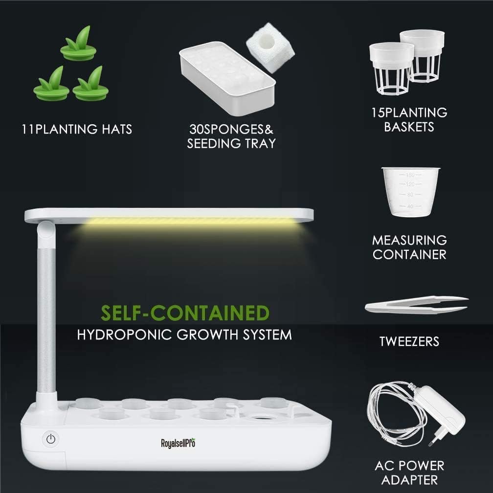 Hydroponics Growing System, Indoor LED Lighting Herb Garden Plant Germination Kits,Indoor Hydroponics Growing Nutrients Pot Suitable for Home Decoration(White)