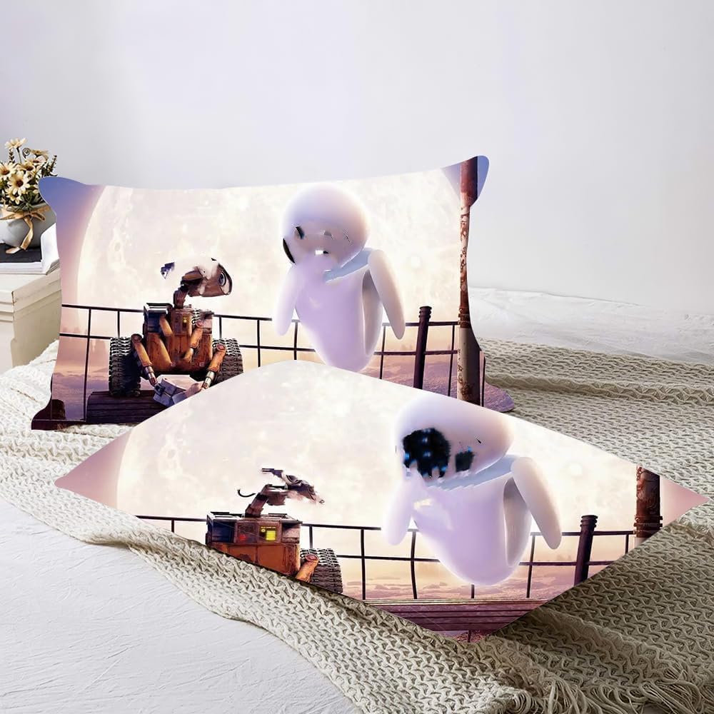 3D Printed Bedding Set – Soft Polycotton Duvet Cover with Futuristic Robot & Companion Design Includes Duvet Cover & Pillowcases – Machine Washable & Fade‑Resistant