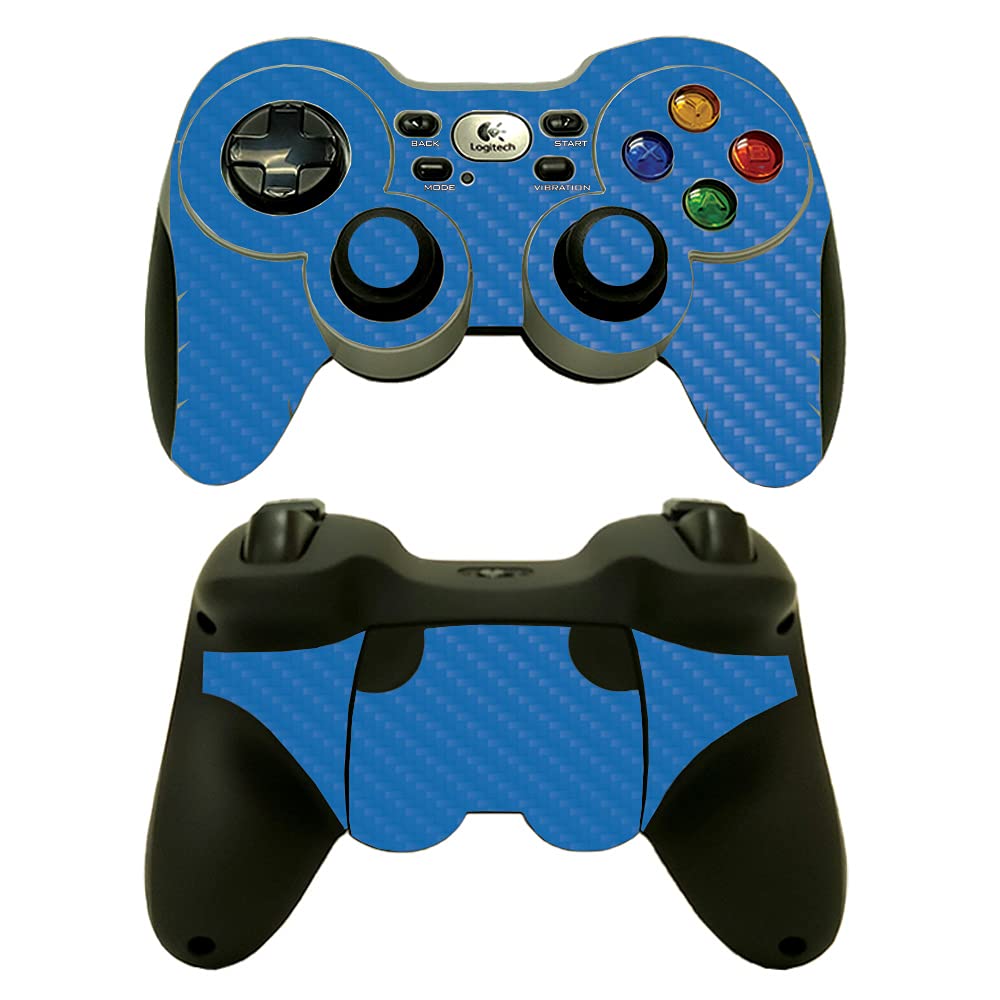 MightySkins Carbon Fiber Skin Compatible with Logitech Wireless Gamepad F710 - Solid Blue | Protective, Durable Textured Carbon Fiber Finish | Easy to Apply and Change Styles | Made in The USA