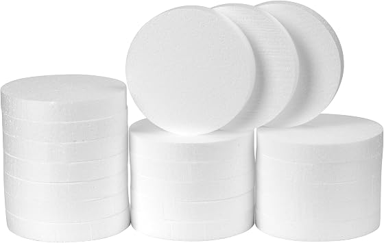 Crafare 6 Inch Round Foam Circles for Crafts 20 Pack 1 Inch Thick Polystyrene Round Discs White for Wedding Holiday Christmas Crafts Making and School Projects DIY