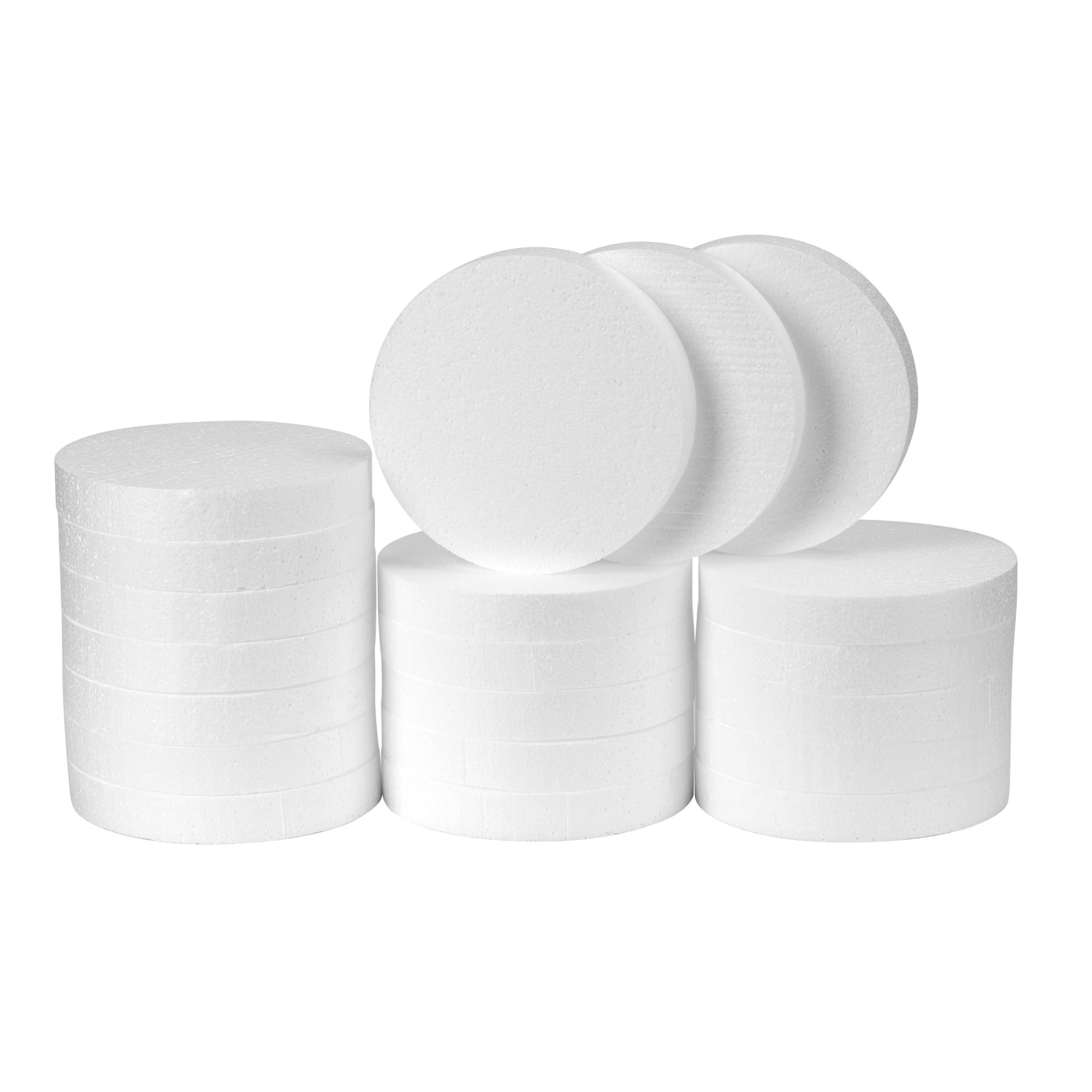 Crafare 6x6x1 Inch Foam Circles for Crafts 20 Pack 1 Inch Thick Polystyrene Round Discs White for Wedding Holiday Christmas Crafts Making and School Projects DIY