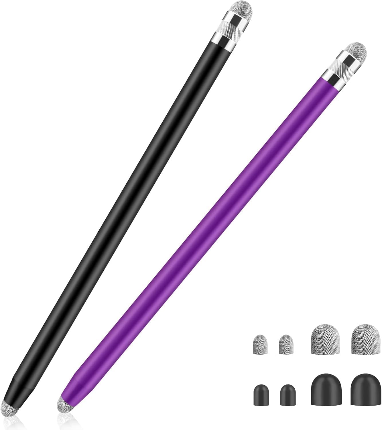 Stylus Pens for Touch Screens, 4 in 1 Sensitivity Capacitive Stylus Touch Screen Pen with 8 Extra Replaceable Tips for iPhone iPad Tablets All Universal Devices(2Pcs) (Black+Purple) Stylus Pens for Touch Screens, 4 in 1 Sensitivity Capacitive Stylus Touch Screen Pen with 8 Extra Replaceable Tips for iPhone iPad Tablets All Universal Devices(2Pcs) (Black+Purple)