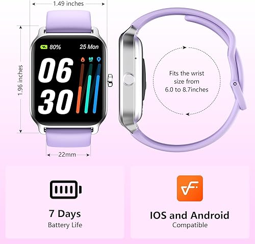 Miniatura 7 de WMK Reloj inteligente portátil 2023 para hombres y mujeres, morado