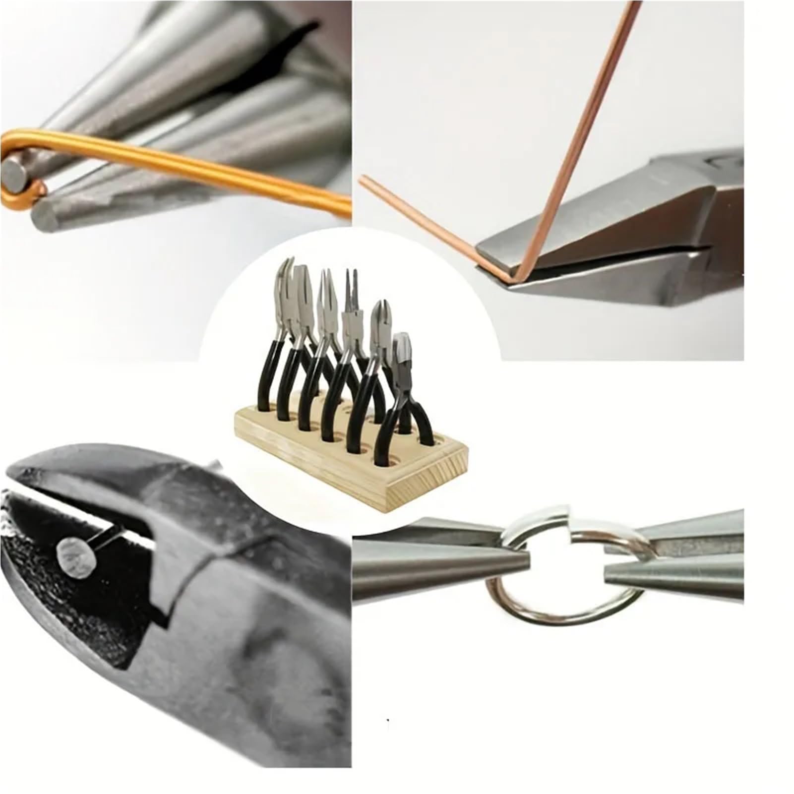 Schmuckzangen-Set mit Holzpalette, Präzisions-Perlen- und Schmuckherstellungswerkzeuge für Kunst, Handwerk und Reparatur