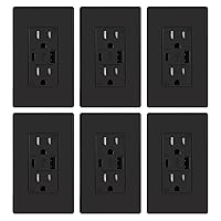 Vista 54 de ELEGRP Cargador USB de pared, receptáculo USB con puertos USB tipo A y tipo C, enchufe dúplex de 15 amperios resistente a manipulaciones NEMA 5-15R