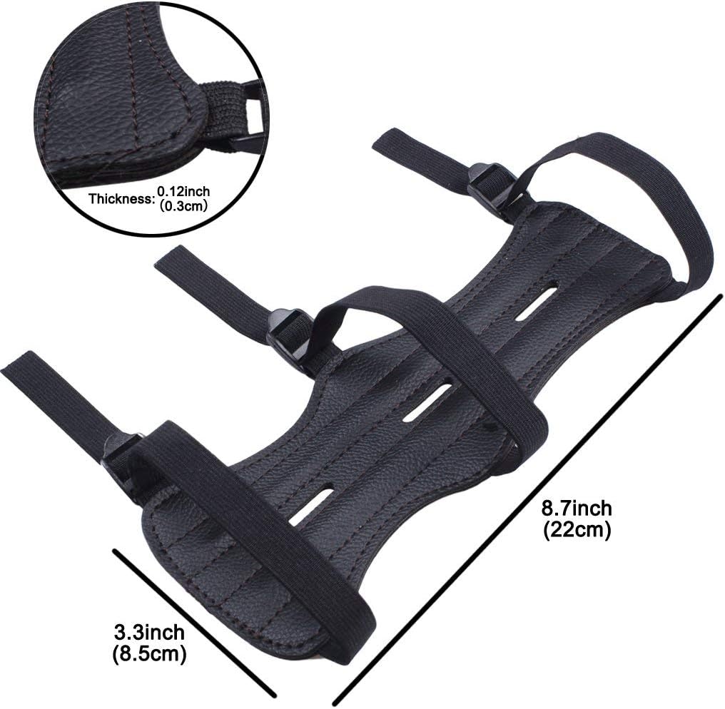 Goabroa Archery Arm Guard Leather Forearm Protector Adjustable Bowhunting Armguard Bow Bracers 2 Pack : Sports & Outdoors