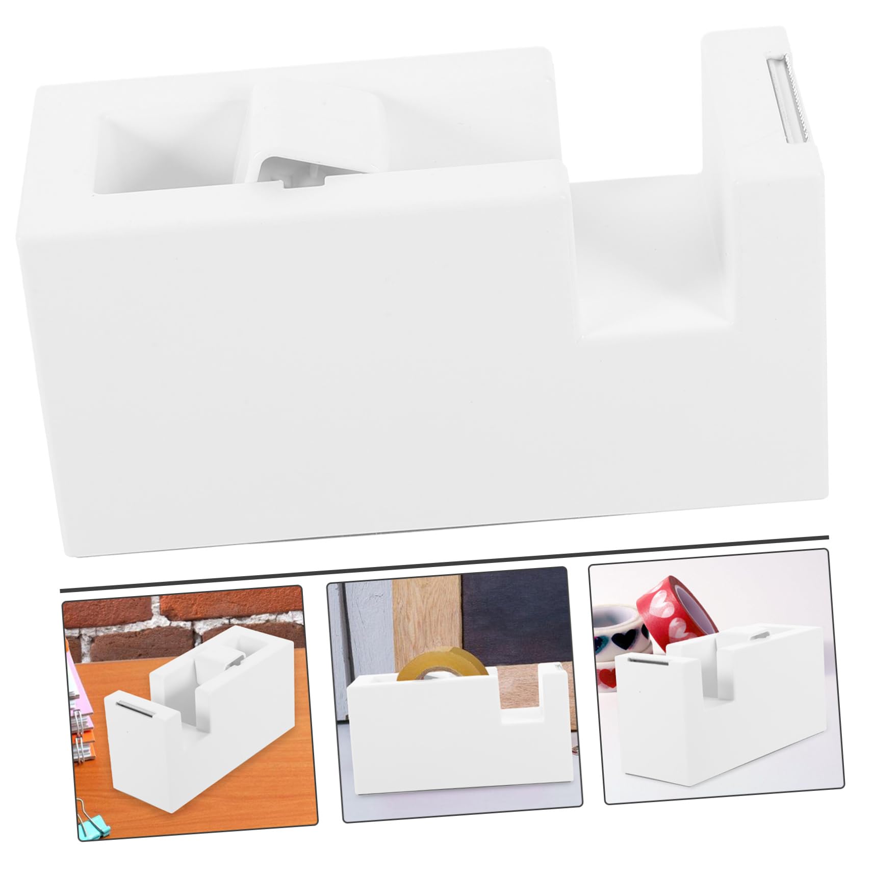 jojofuny 3 Pezzi distributore di nastro cucina Titolare scrivania porta nastro Cutter simpatico dispenser di nastro adesivo porta nastro da scrivania carino AbS bianca