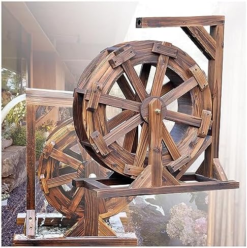 Water Wheel Fountain with Outlet Bracket - Indoor/Outdoor Garden Decor, Feng Shui Waterfall for Balconies, Patios, Relaxation & Serenity, Perfect for Home & Garden Landscaping