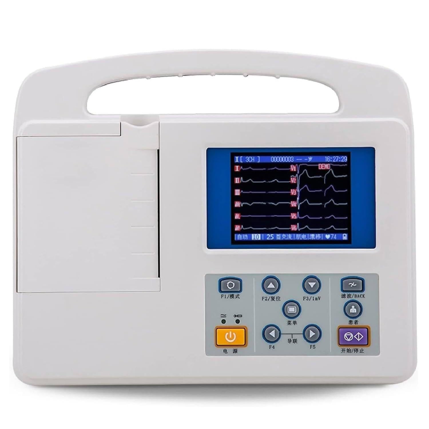 Monitor ECG portatile, monitor ECG/EKG portatile, dispositivo digitale LCD a colori professionale a 12 derivazioni e 3 canali con carta da stampa per l'igiene orale medica, unità di terapia intensiva