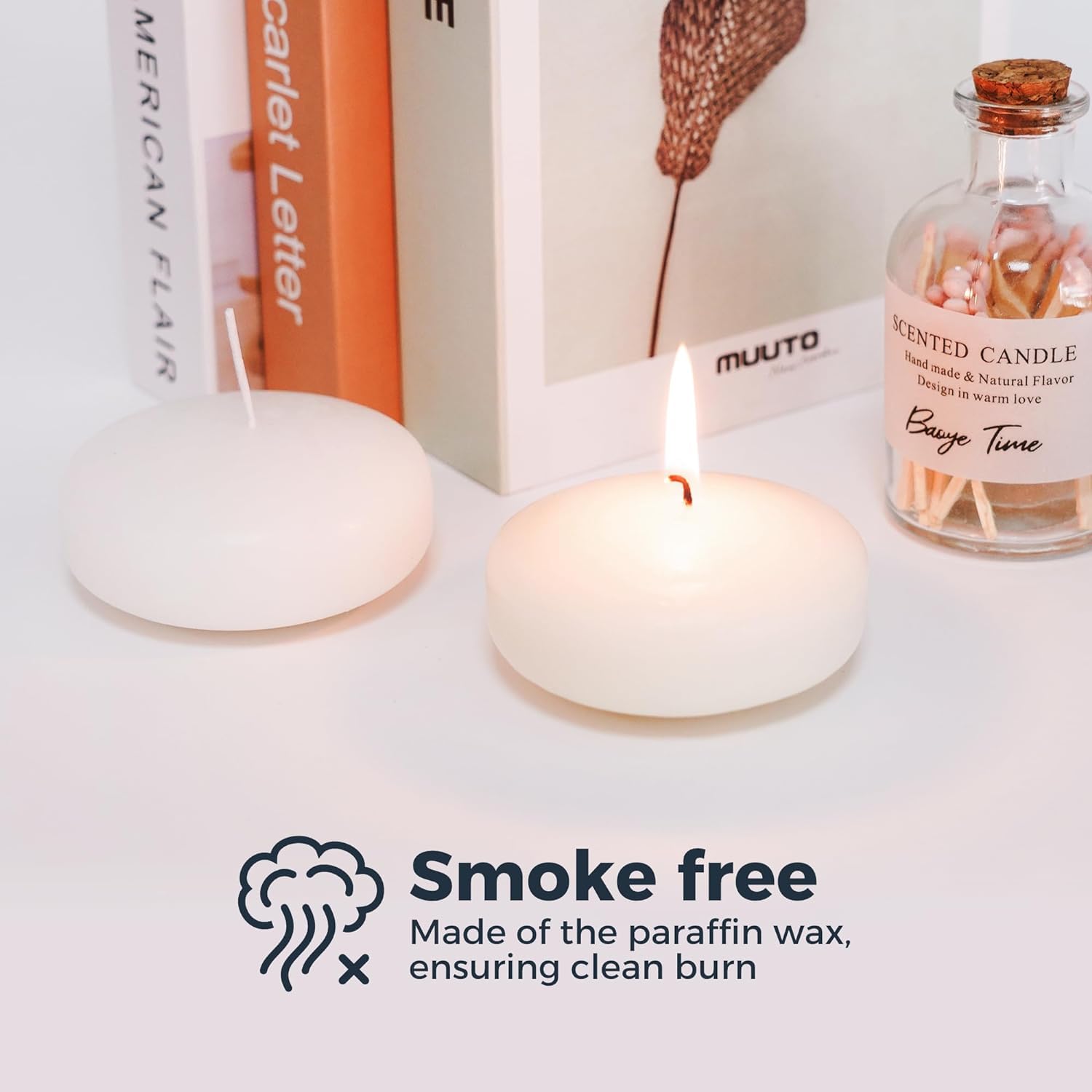 72 candele galleggianti, senza fumo e inodore, che bruciano continuamente per 8-10 ore, candele galleggianti bianche, 3 pollici, adatte per San Valentino, matrimoni, vacanze, decorazioni per la casa..