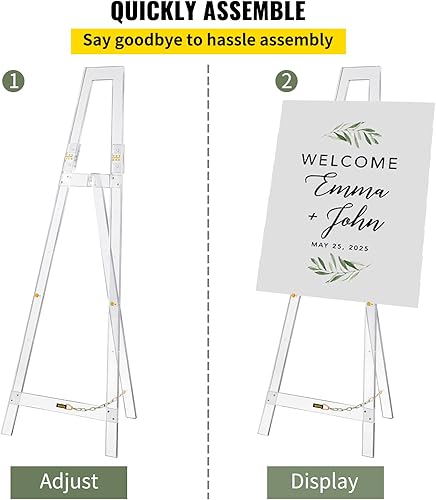 Miniatura 6 de VEVOR Soporte de caballete, caballete de exhibición acrílico, soporte de letrero de bienvenida de 58 pulgadas de altura, trípode ajustable para