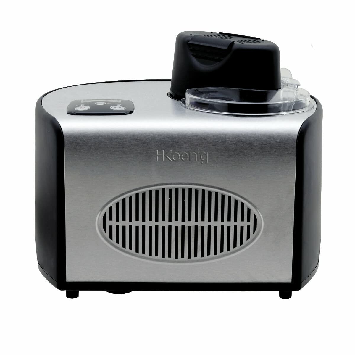 H.Koenig HF250 maszyna do lodów i deserów – 1,5 l, 150 W, funkcja chłodzenia, szybkie przygotowanie lodów, sorbetu, mrożonego jogurtu – profesjonalna, elektryczna i przyjazna dla środowiska, z
