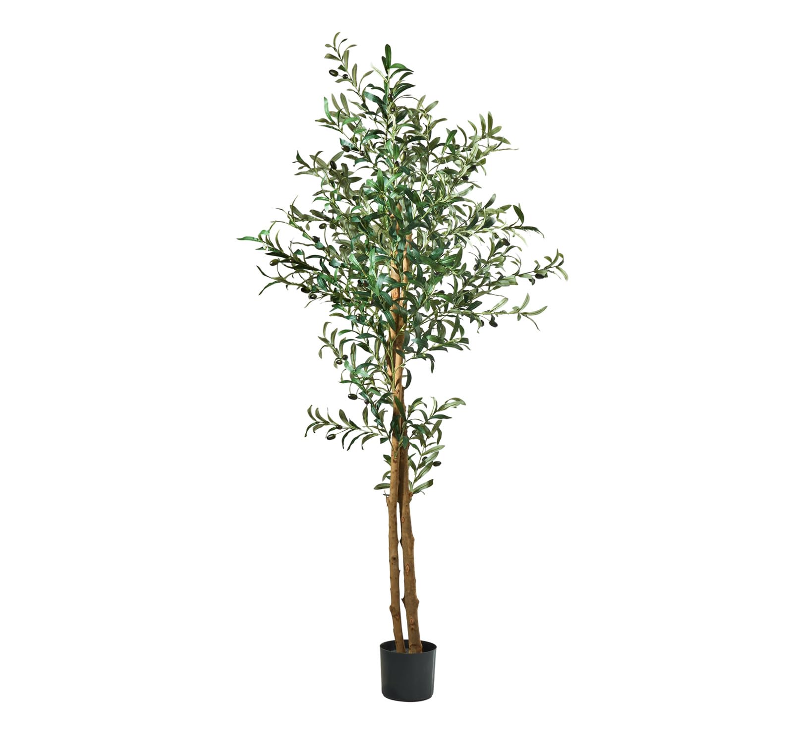 MB Muebles Bonitos, Olivier Artificiel avec Tronc Naturel et Pot Noir, Plante Décorative Réaliste pour Intérieur, Feuilles en PE avec Olives, Hauteur 175 cm, Décoration Maison et Bureau