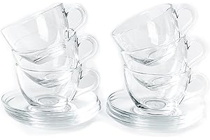 Tosnail Glass Clear Tea Set with Saucers