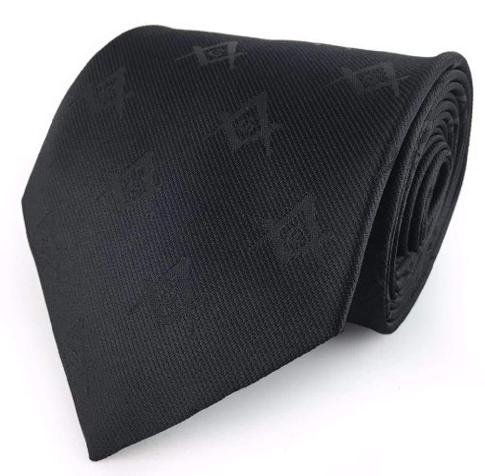 Corbata Masons Cuadrada & G Negro con acabado de alta sastrería 2