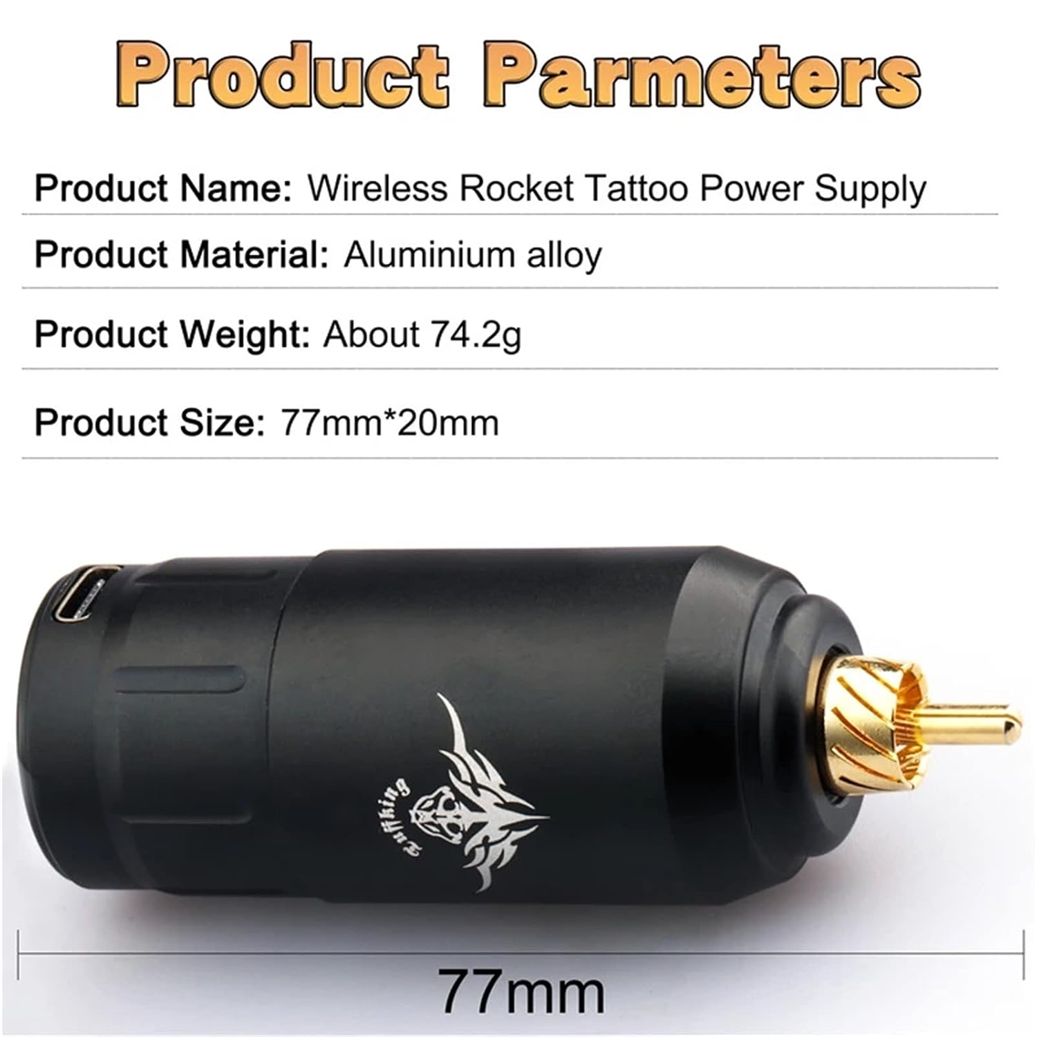 Tattoo Battery Cordless Rechargeable Mini Rocket Tattoo Battery Power RCA/DC Interface Battery Rotary Tattoo Machine Pen Battery 1300mAh,Black,DC