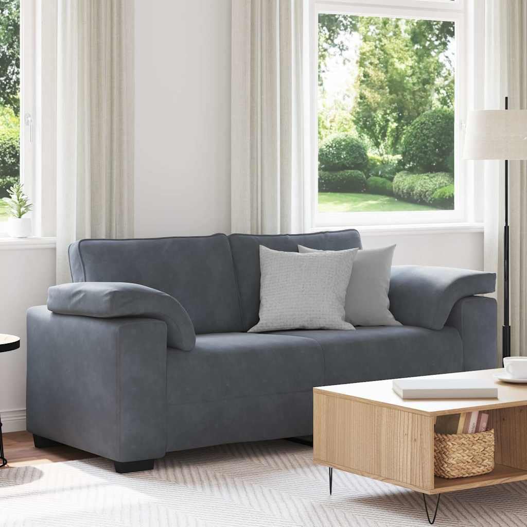 Sofá de dos plazas gris oscuro 180 x 77 x 82 cm terciopelo con reposabrazos, respaldo, cojín, espacio de almacenamiento, ideal para salón, habitación de invitados, oficina, cómodo mueble