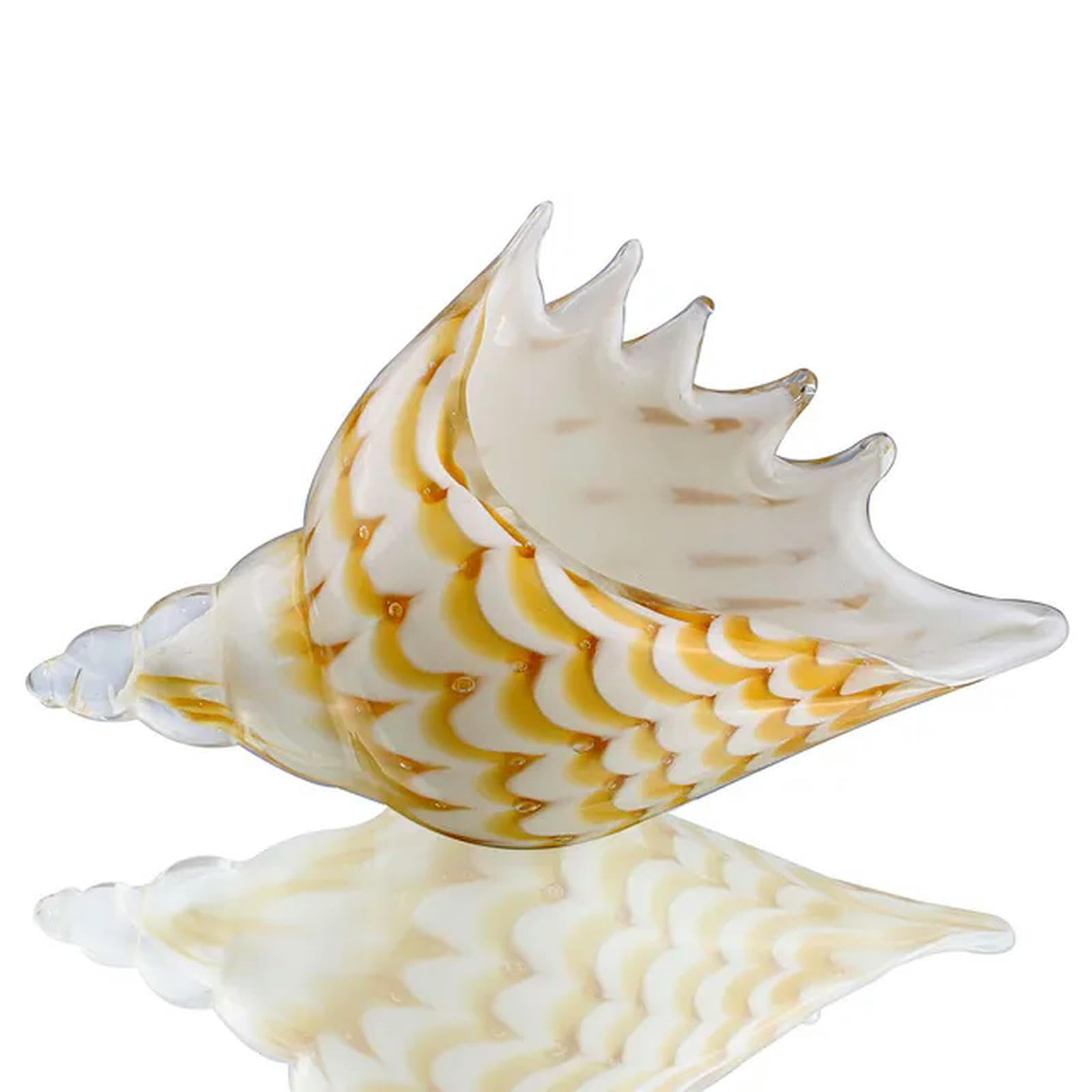 YKMYXZ shells， Glass Conch Shells Sea Shell Yellow Art Hand Blown Figurine Home Decoration Ornament
