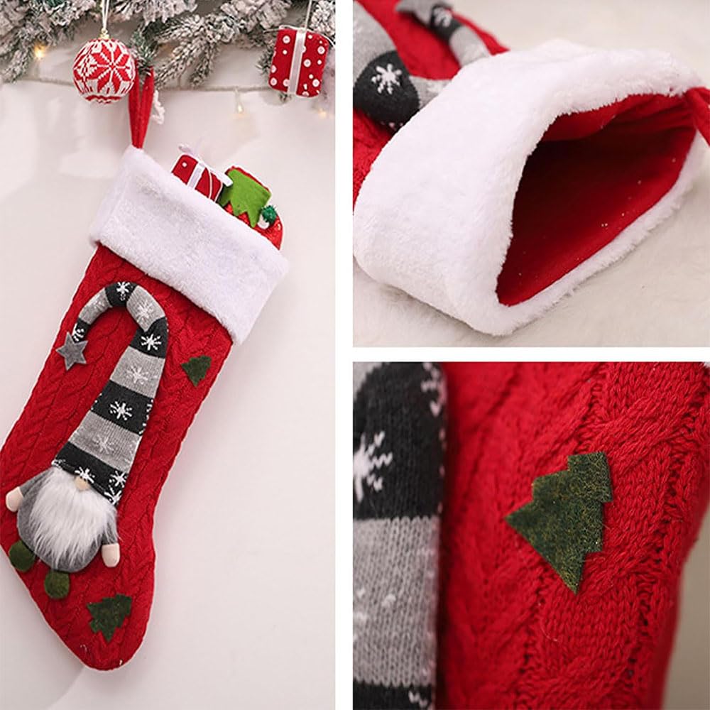 Weihnachtsstrümpfe, große Größe, dekorative Geschenktüte, Stricken für Familie, Urlaub, Weihnachten, Party-Dekorationen (3)