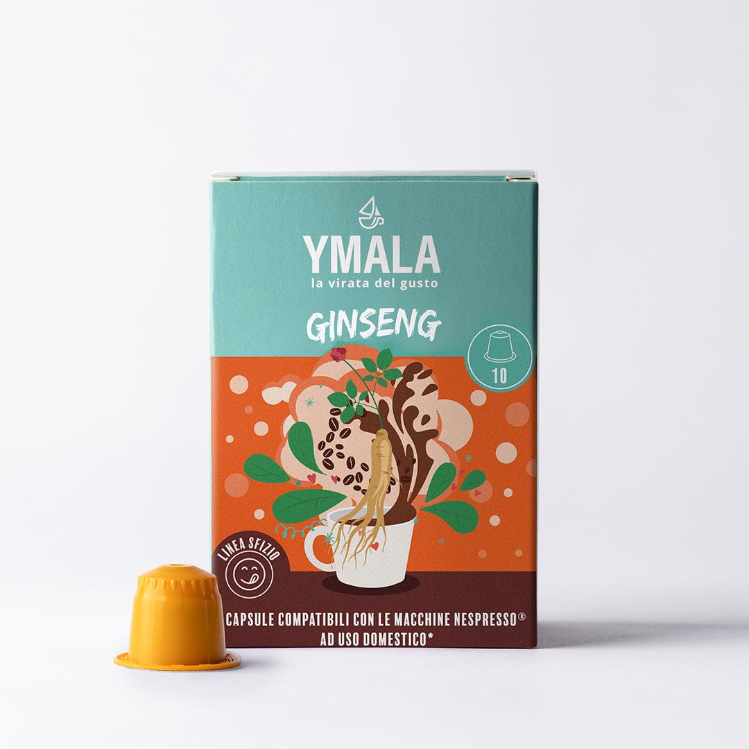 Kit 120 Capsule compatibili con macchine Nespresso – Ginseng, 12 confezioni da 10, confezioni Ymala