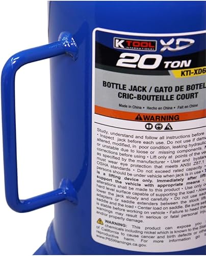 Miniatura 4 de K Tool International XD63221 Gato hidráulico de botella de 20 toneladas para garajes, talleres de reparación y bricolaje, capacidad de 44,000