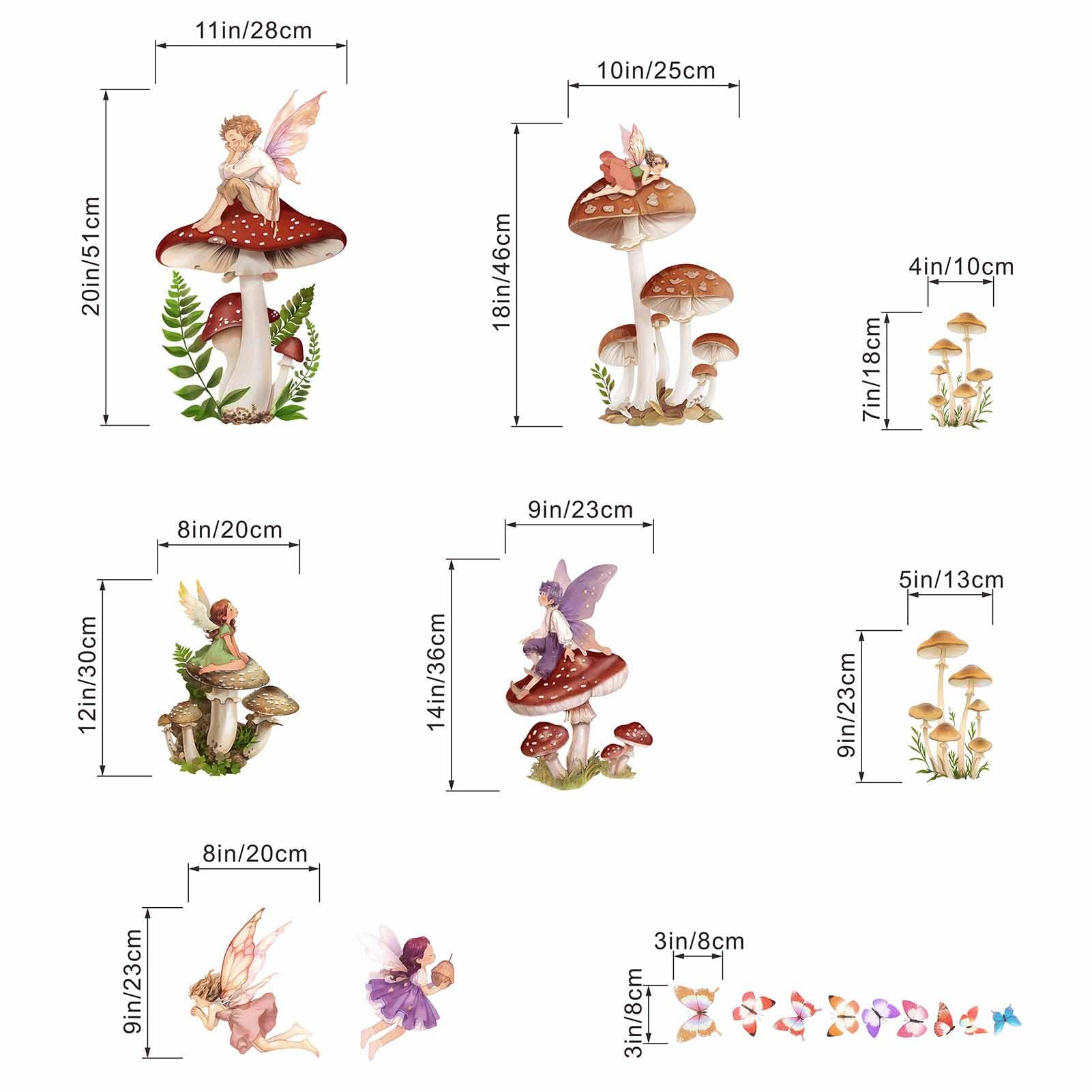Mushroom Fairy Wall Stickers for Girls: Peel and Stick Woodland Forest Butterfly Wall Decals - Image 4
