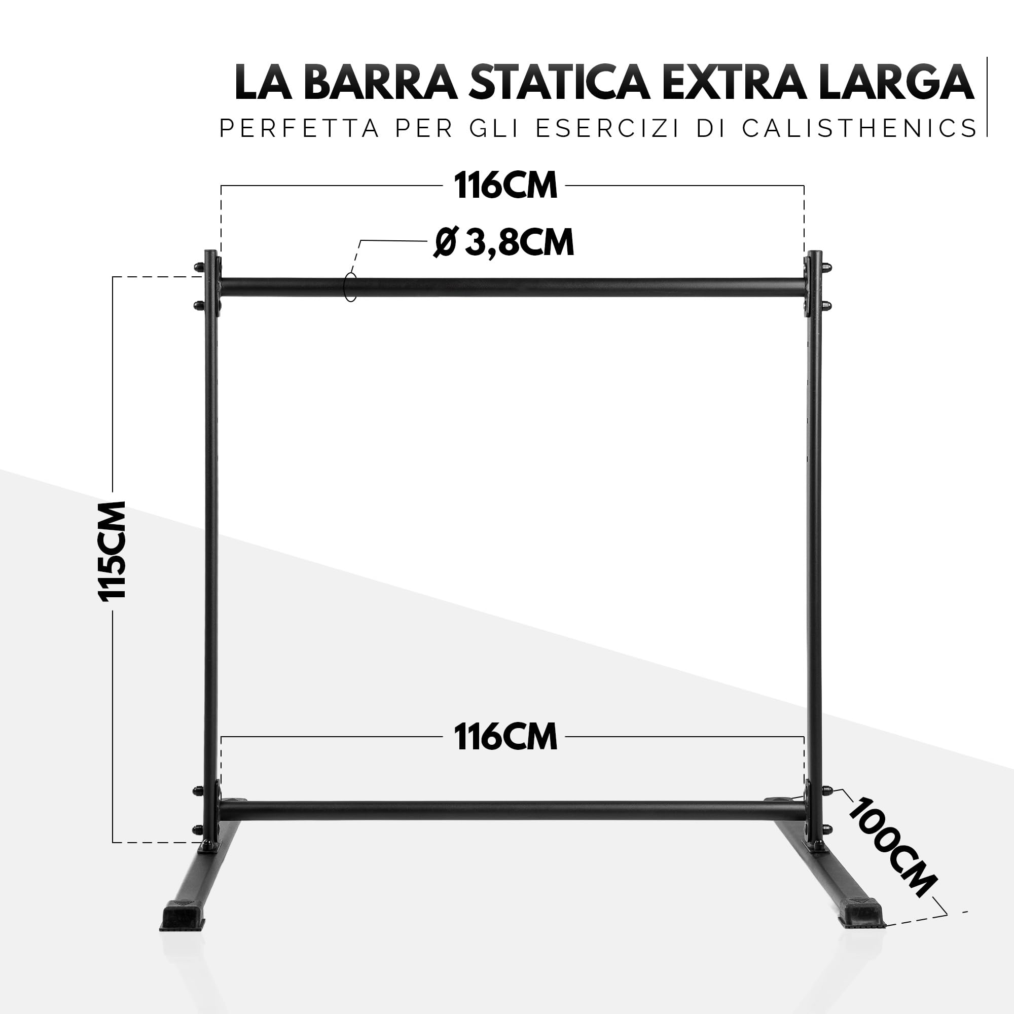 GORNATION Barra Statica, Front Lever Bar con Piedini Antiscivolo, Impugnatura Verniciata a Polvere, Altezza Regolabile e Facile da Montare, Calisthenics & Fitness, Palestra a Casa & Outdoor Workouts