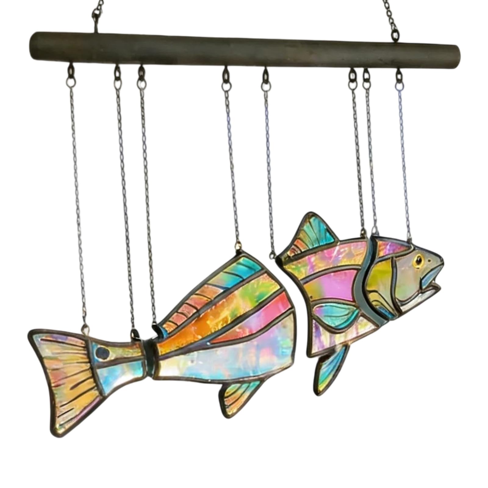 Colorful Fish Suncatchers Stained Glass Window Hanging Ornament, Stained Glass Birds Sun Catchers for Window Decors Gift Colorful Fish Sun Catchers