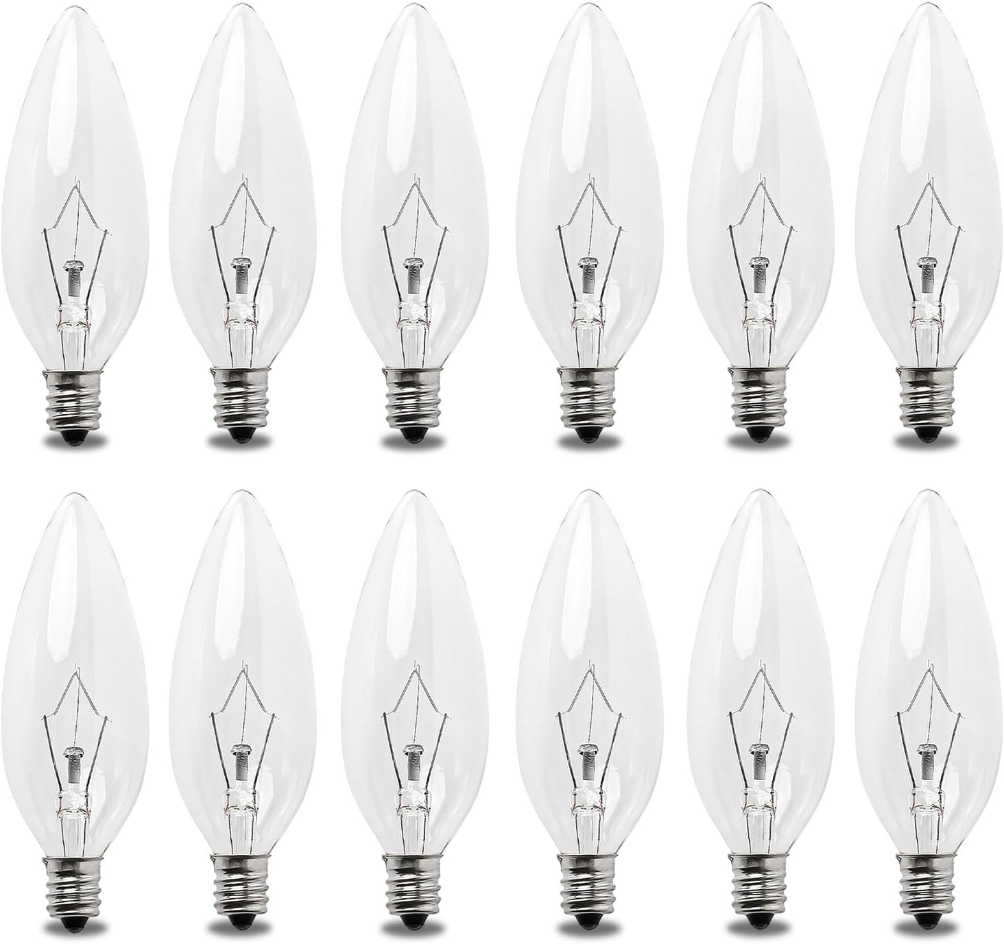 Seentech 12 Pack 60W 120V E12 Base B10 CTC Incandescent Light Bulbs, Transparent Candle Light Bulbs Perfect for Chandeliers, Ceiling Fan Lights, Pendants, Fireplace, Dimmable, Warm White 2700K