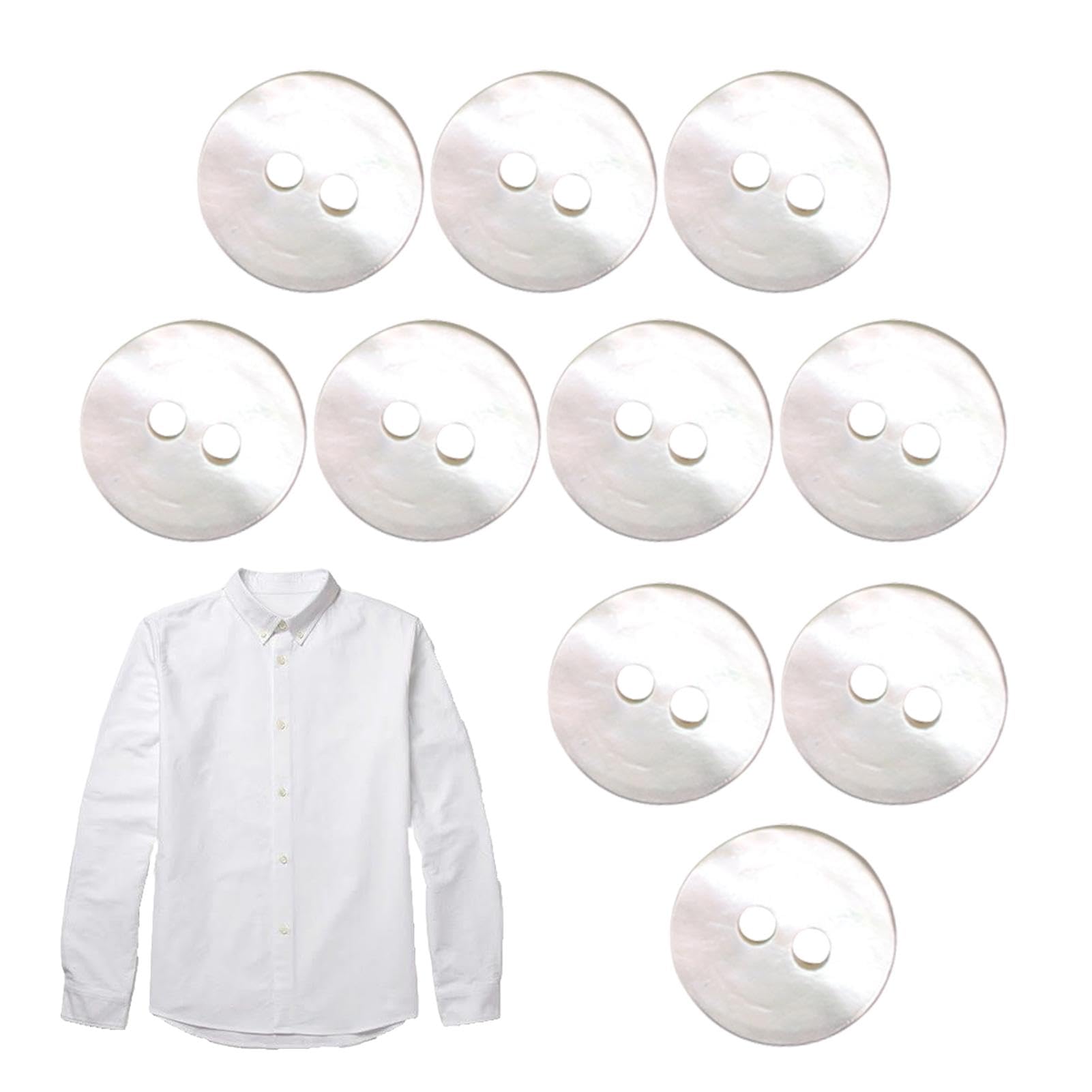 Lot de 10 boutons ronds en coquillage naturel - 2 trous - Pour Lot de 10 boutons ronds en coquillage naturel - 2 trous - Pour