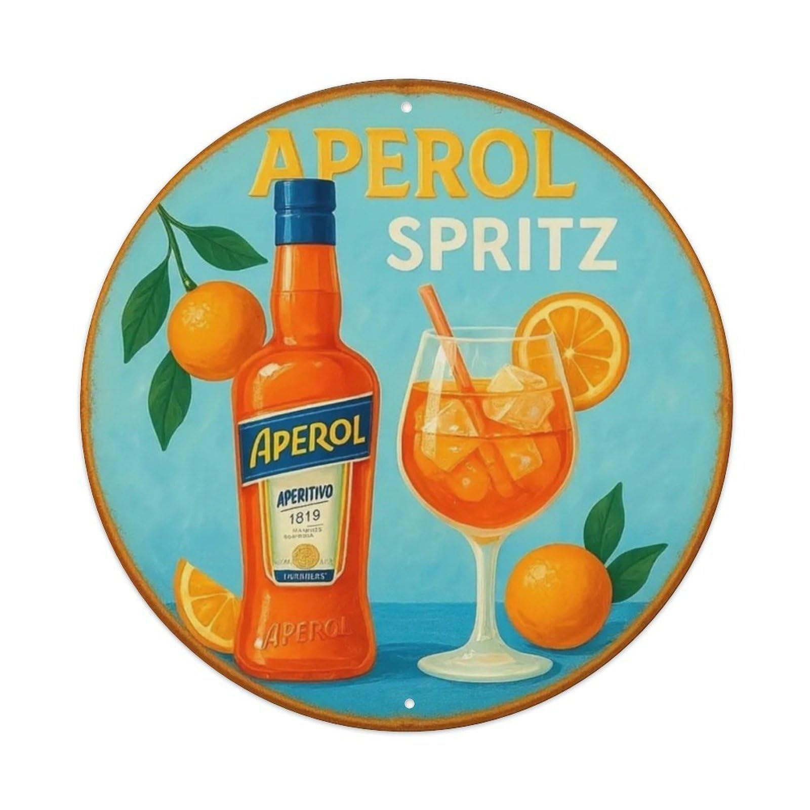 Igtefte Vintage Vibrant Orange Cocktail Tin Sign Style Home Bar Garden Wall Plaque Decor Metal Poster 8X8 Inch