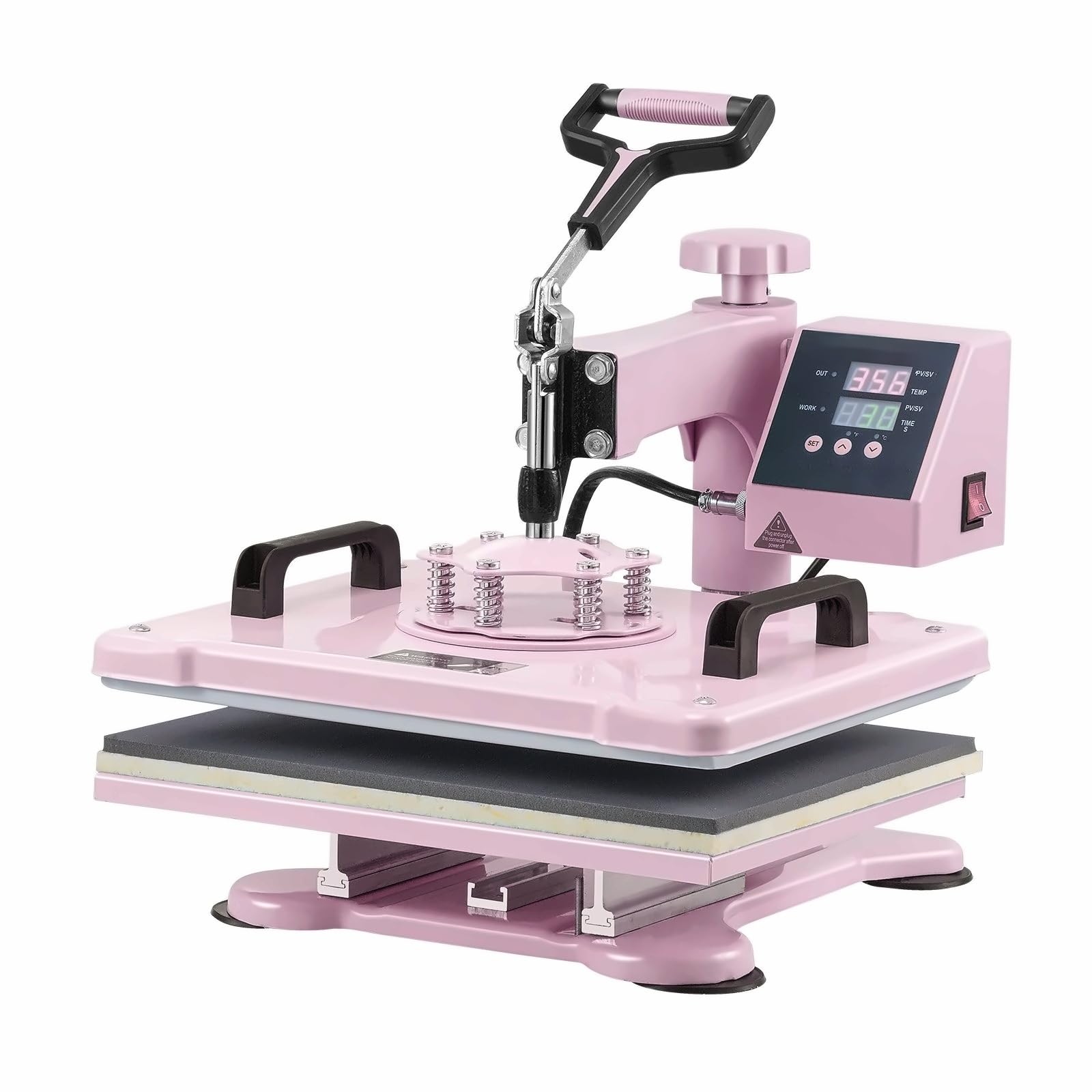 Heat Press Machine 12x15, 8 in 1 with 30oz Tumbler Press - T-Shirts, Mugs, Hats - Pink